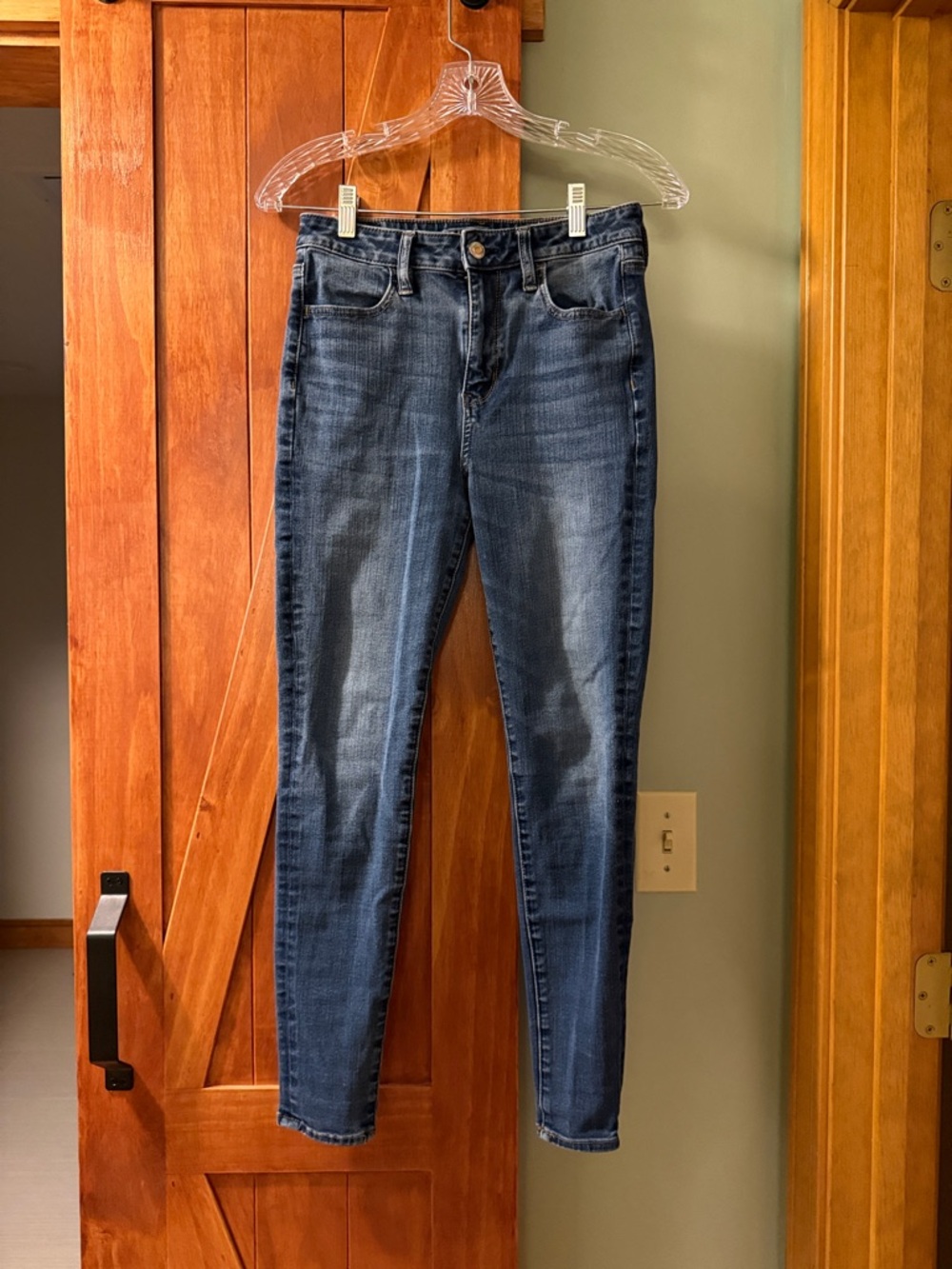 American Eagle Outfitters Women's Super High Rise Jeggings - Dark Blue Wash